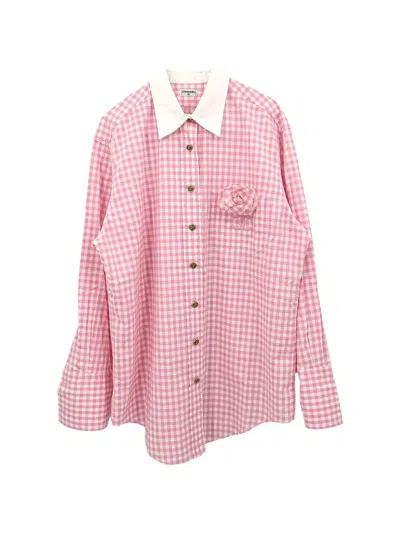 Pre-owned Chanel Gingham Checked Shirt In Pink