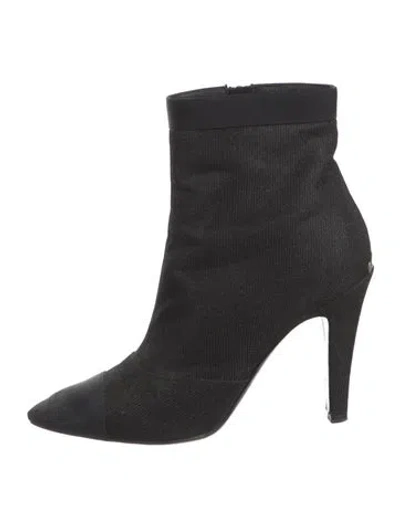 Pre-owned Chanel Glitter Grosgrain Trim Boots In Multi