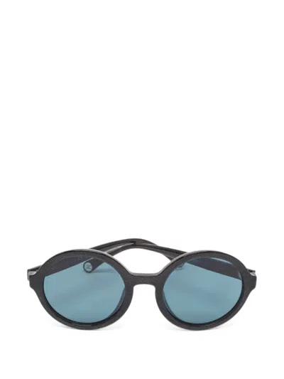 Pre-owned Chanel Glitter-detail Round-frame Sunglasses In Black