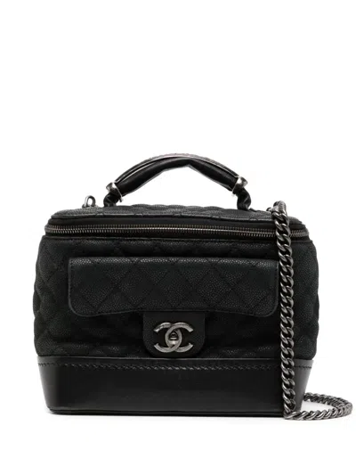 Pre-owned Chanel Globe Trotter Vanity Bag In Black