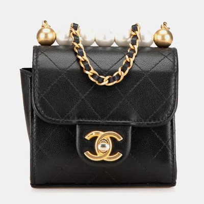Pre-owned Chanel Goatskin Chic Pearls Mini Clutch On Chain