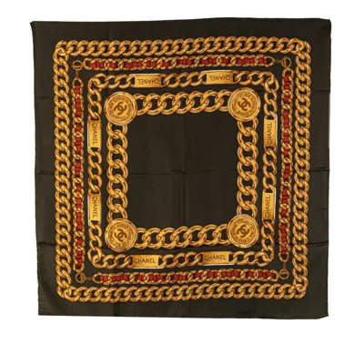 Pre-owned Chanel Gold -color Silk Scarf () In Multi