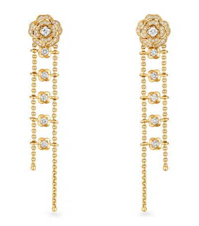 Pre-owned Chanel Gold And Diamond Camélia Transformable Earrings In Yellow