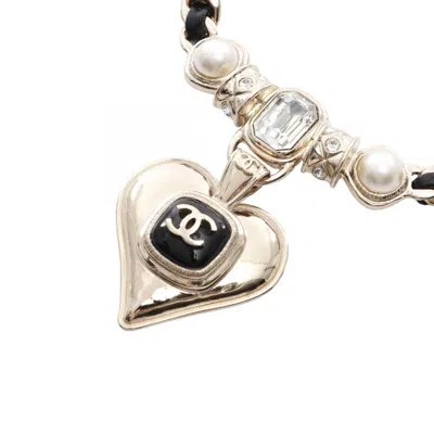 Pre-owned Chanel Gold Artificial Ivory Gold Plating Rhinestone Necklace () In Multi