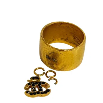 Pre-owned Chanel Gold Black Band Ring () In Multi