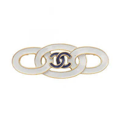 Pre-owned Chanel Gold Blue Gold Plating Brooch () In Multi