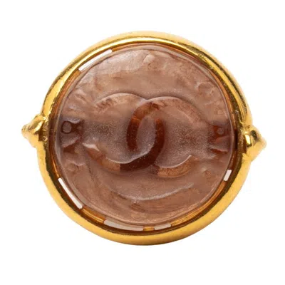 Pre-owned Chanel Gold Brown Band Ring ()