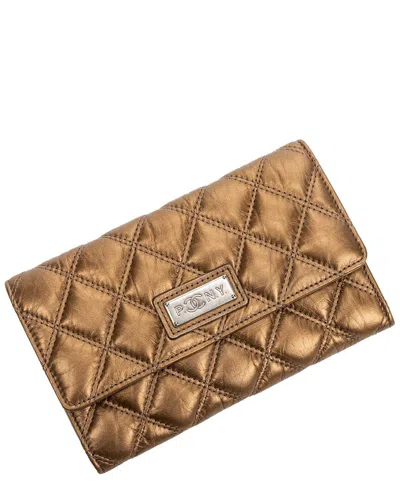Pre-owned Chanel Gold Calfskin Quilted Leather Ltd. Ed. Vintage Paris-new York Flap  Wallet (authentic Pre-lov