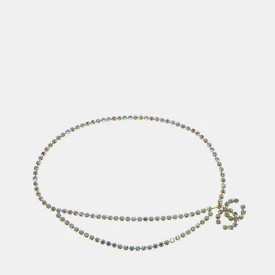 Pre-owned Chanel Gold Cc Rhinestone Chain Belt