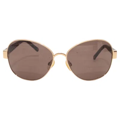 Pre-owned Chanel Gold  Oversized Metal Sunglasses In Brown