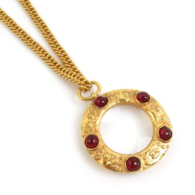 Pre-owned Chanel Gold Color Metal Necklace () In Red