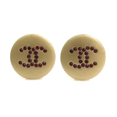 Pre-owned Chanel Gold Color Metal Rhinestone Clip Earrings () In Multi