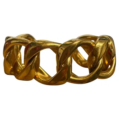 Pre-owned Chanel Gold Cuff Bracelet, Circa 1991, Rigid Link Design, France In Multi