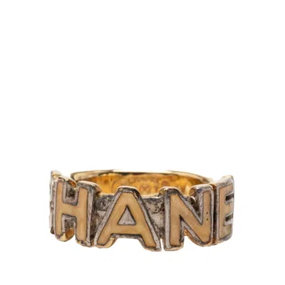 Pre-owned Chanel Gold Enamel Band Ring ()