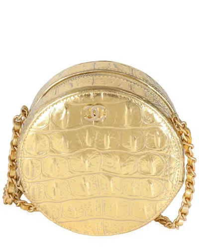 Pre-owned Chanel Gold Exotic Round Clutch On Chain (authentic Pre-loved)