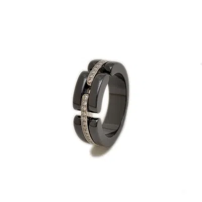 Pre-owned Chanel Gold Gold (18k) Ceramic Band Ring () In Multi