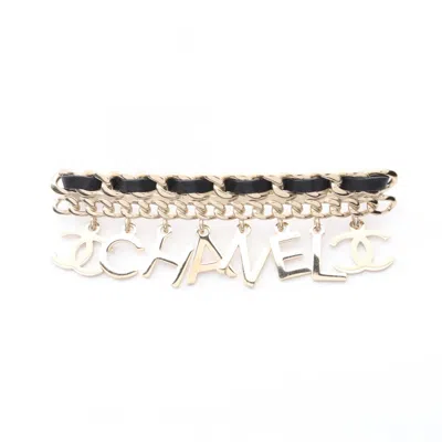 Pre-owned Chanel Gold Gold Plating Leather Brooch () In Multi