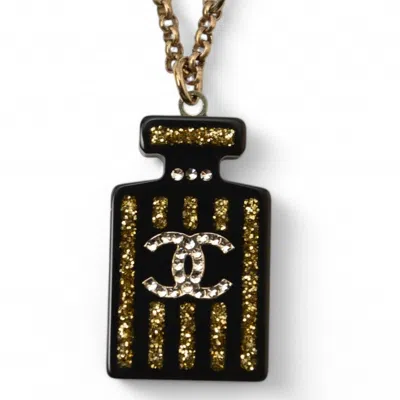 Pre-owned Chanel Gold Gold Plating Plastic Necklace () In Black