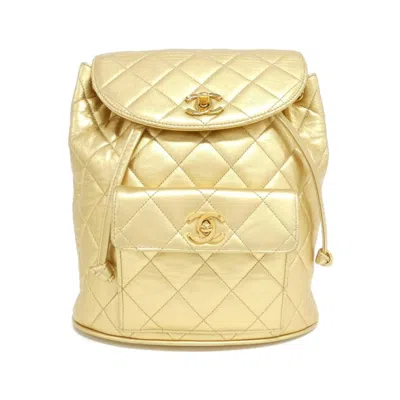 Pre-owned Chanel Gold Leather Backpack ()
