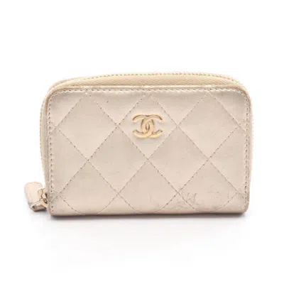 Pre-owned Chanel Gold Leather Coin Purse/coin Case ()