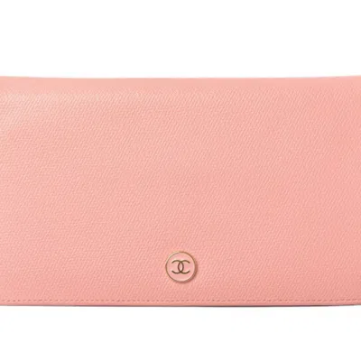 Pre-owned Chanel Gold Leather Long Wallet (bi-fold) ()