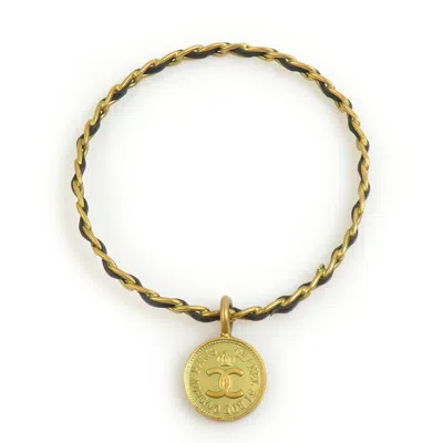 Pre-owned Chanel Gold Leather Metal Bangle () In Multi