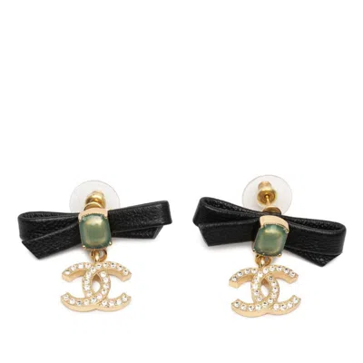 Pre-owned Chanel Gold Leather Stud Earrings () In Multi