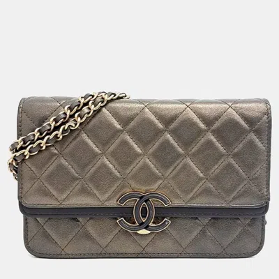 Pre-owned Chanel Gold Leather Woc Mini Crossbody Bag