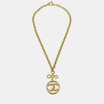 Pre-owned Chanel Gold Medallion Chain Pendant Necklace
