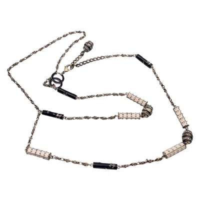 Pre-owned Chanel Gold Metal Paris Shangai Cc Cylinders Necklace Or Belt In Gray