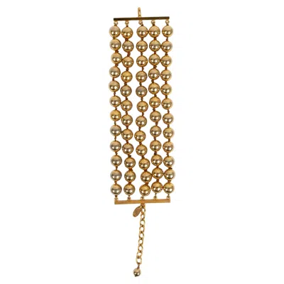 Pre-owned Chanel Gold Metal Pearl Bracelet In Multi