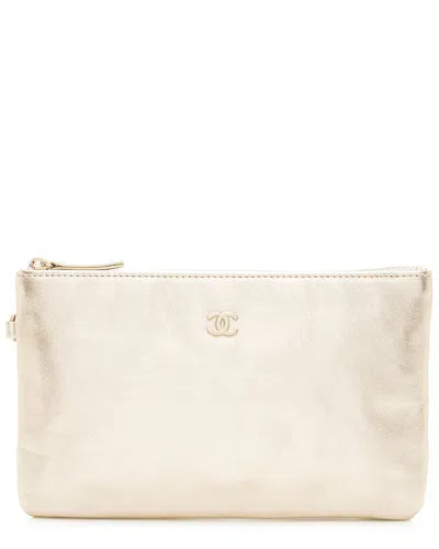 Pre-owned Chanel Gold Metallic Calfskin  22 Pochette (authentic Pre-loved)