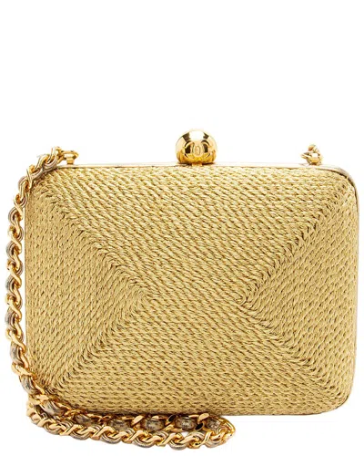 Pre-owned Chanel Gold Metallic Leather, Woven Vintage Woven Chain Clamshell Shoulder Bag  (authentic Pre-loved
