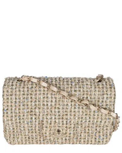 Pre-owned Chanel Gold Metallic Tweed Mini Rectangular Flap Bag (authentic Pre-loved)