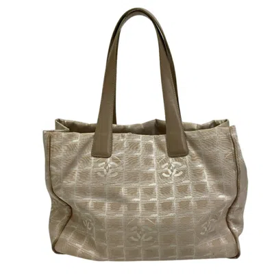 Pre-owned Chanel Gold Nylon Leather Tote Bag () In Multi