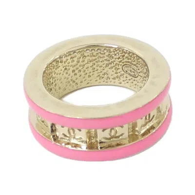 Pre-owned Chanel Gold Pink Band Ring () In Gold, Pink