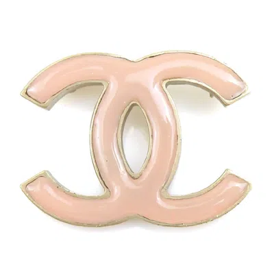 Pre-owned Chanel Gold Pink Enamel Metal Brooch () In Multi