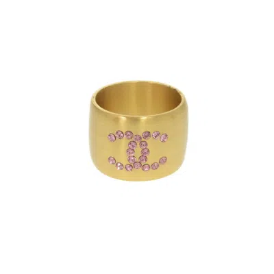 Pre-owned Chanel Gold Pink Gold Metal Band Ring ()