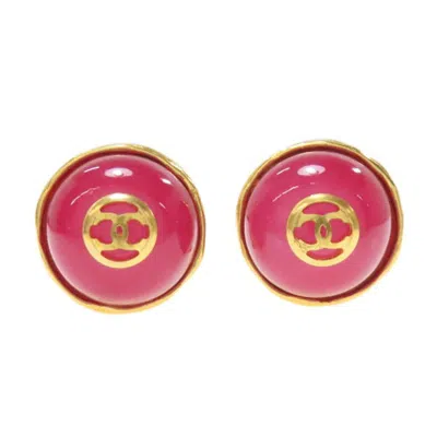 Pre-owned Chanel Gold Pink Gold Plating Clip Earrings () In Multi