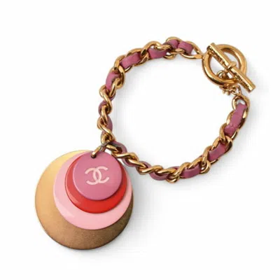 Pre-owned Chanel Gold Pink Gold Plating Plastic Bangle ()