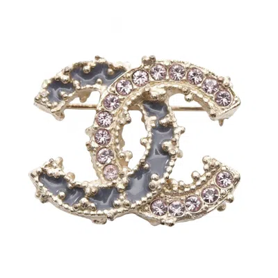 Pre-owned Chanel Gold Pink Gold Plating Rhinestone Brooch () In Multi