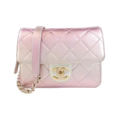 Pre-owned Chanel Gold Pink Leather Shoulder Bag ()