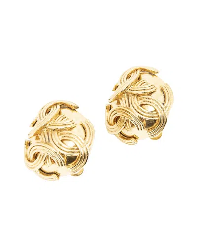 Chanel Gold Plated Cc Round Clip On Earrings (authentic Pre-loved)