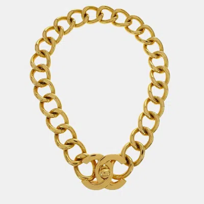 Pre-owned Chanel Gold Plated Chain Pendant Necklace