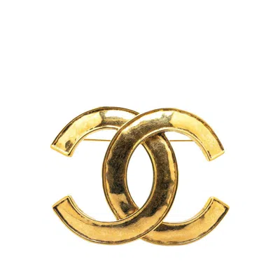 Pre-owned Chanel Gold Plated Coco Mark Brooch 94p