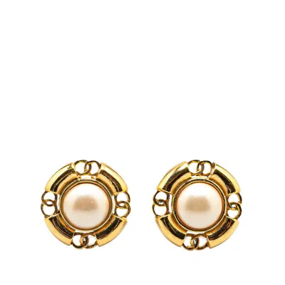 Pre-owned Chanel Gold-plated Coco Mark Earrings 94p