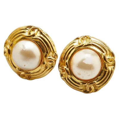 Pre-owned Chanel Gold-plated Coco Mark Vintage Earrings 93p