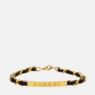 Pre-owned Chanel Gold Plated Metal Black Bracelet