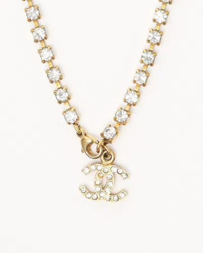 Pre-owned Chanel Gold-plated Rhinestone Cc Anklet