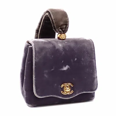 Pre-owned Chanel Gold Purple Leather Pouch Wash Bag ()